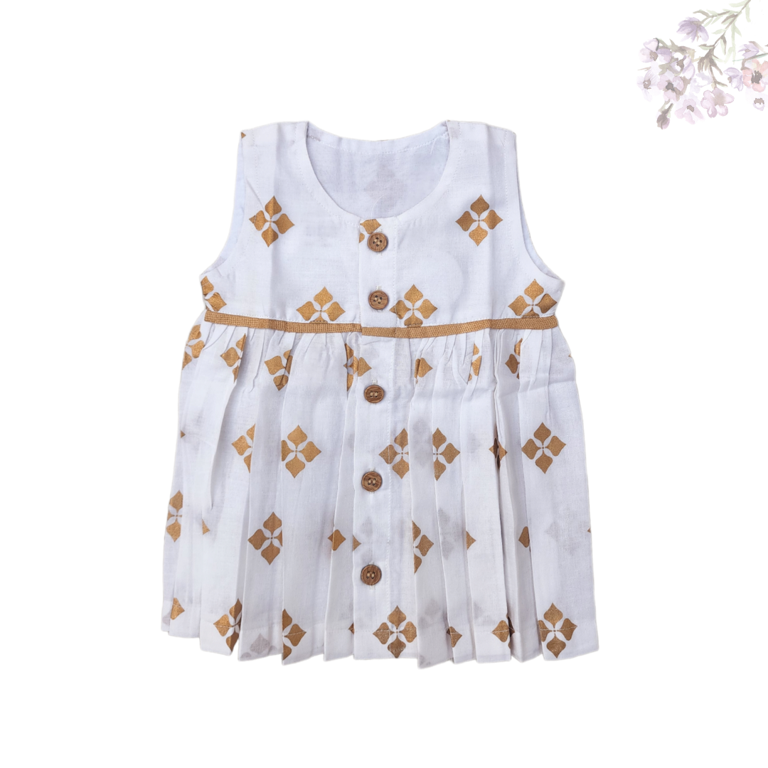 White Foil Print Dress