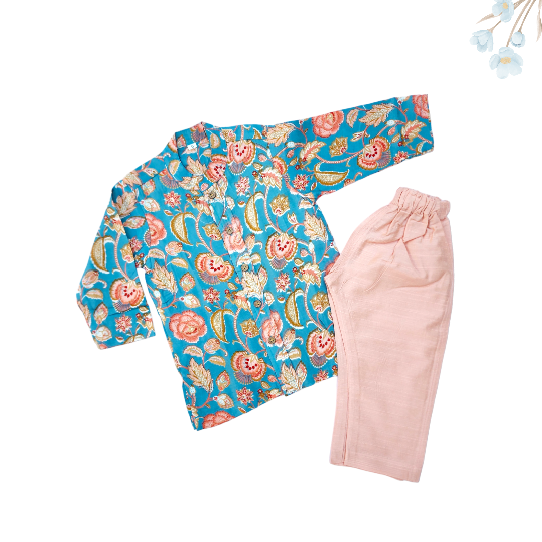 Blue Fruit Vine Muslin Set