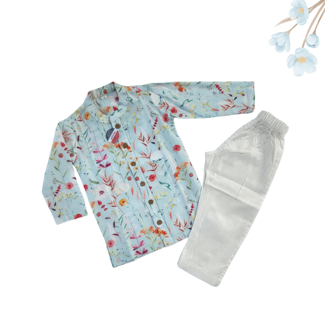 Blue Wildflower Muslin Set