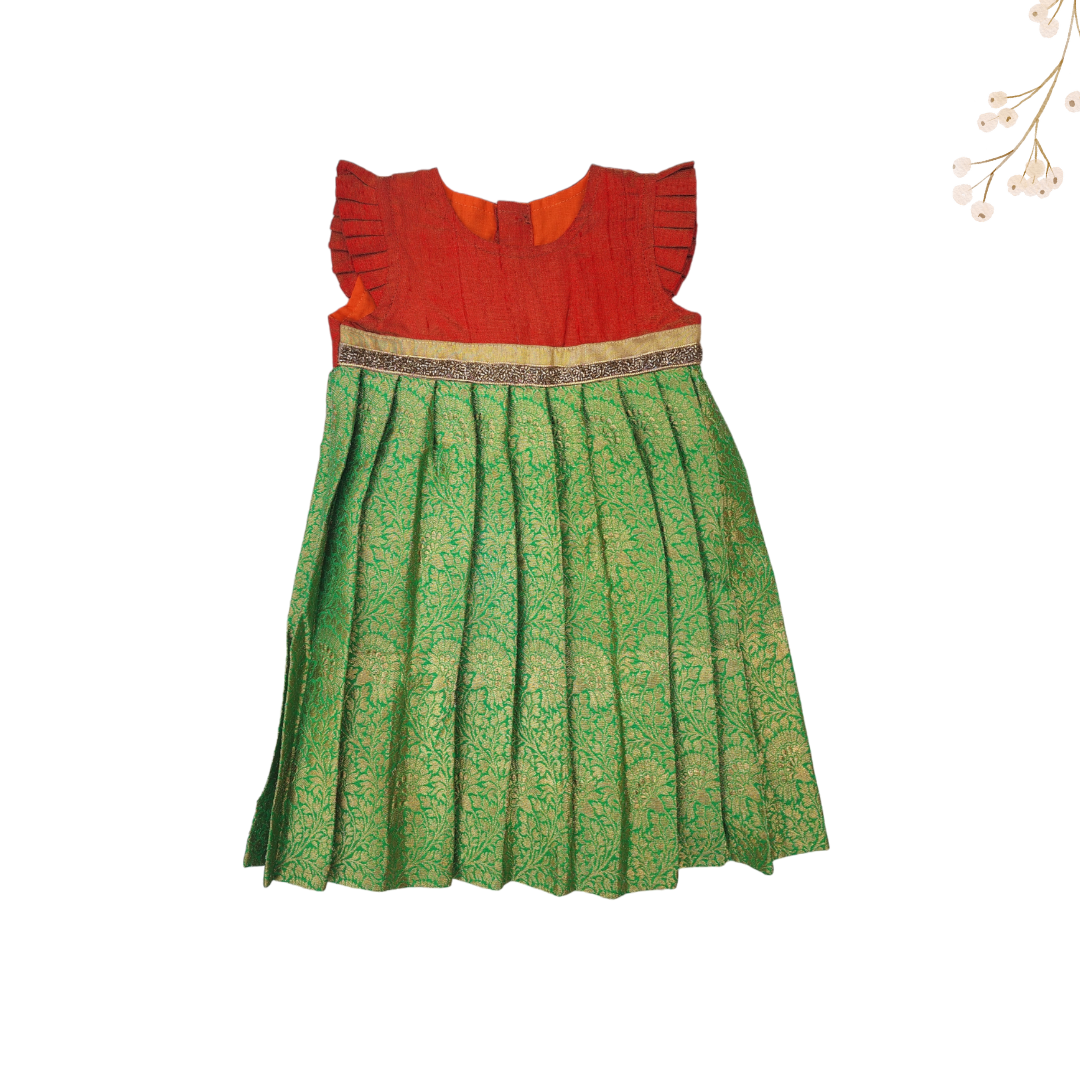 Green Brocade Silk Dress