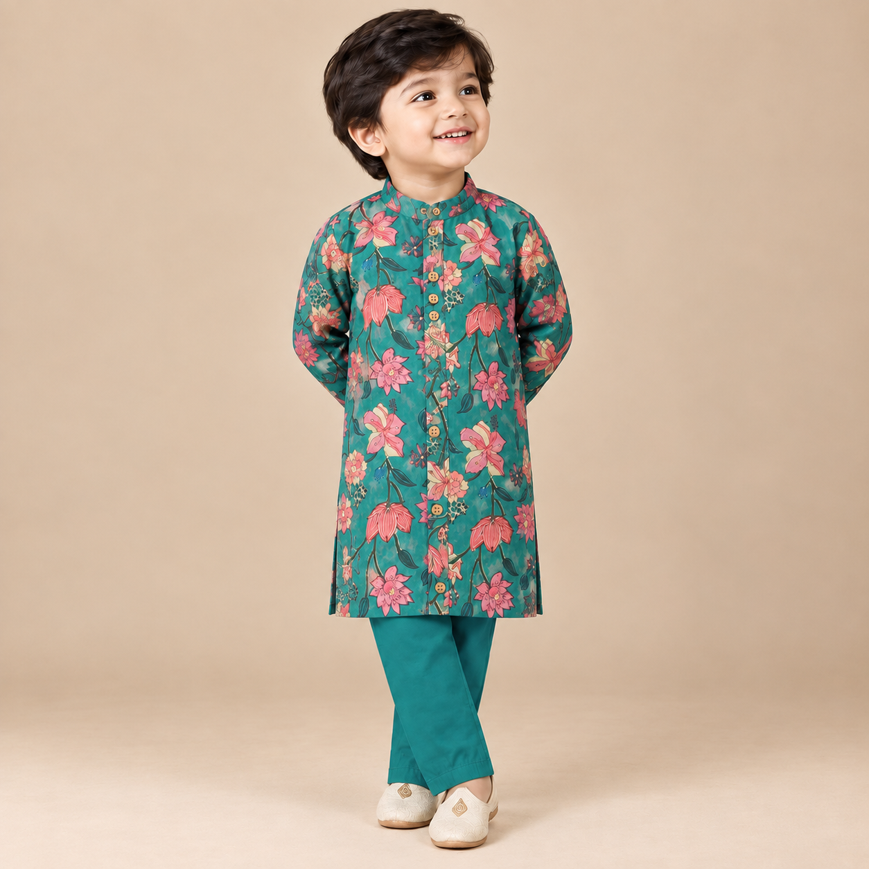 Floral Green Chanderi