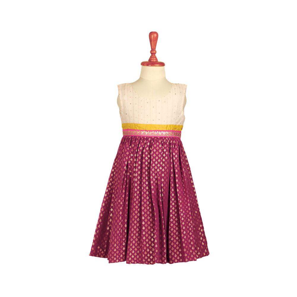 Deep Magenta Chanderi Dress