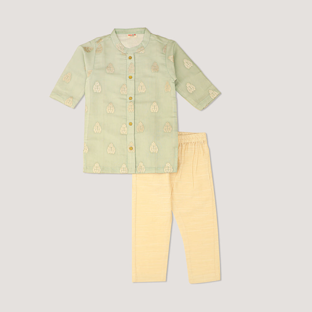 Green Chanderi With Zari Motif