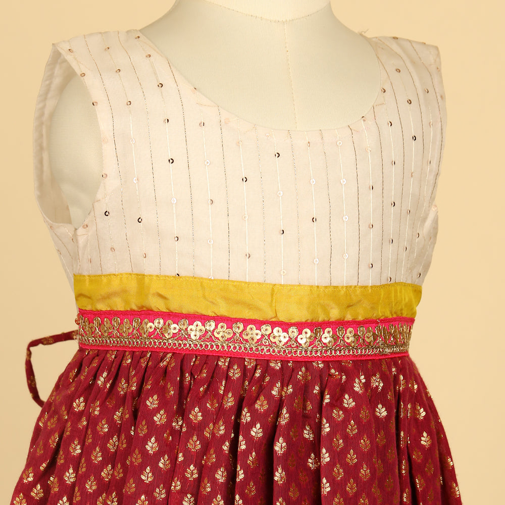 Deep Magenta Chanderi Dress