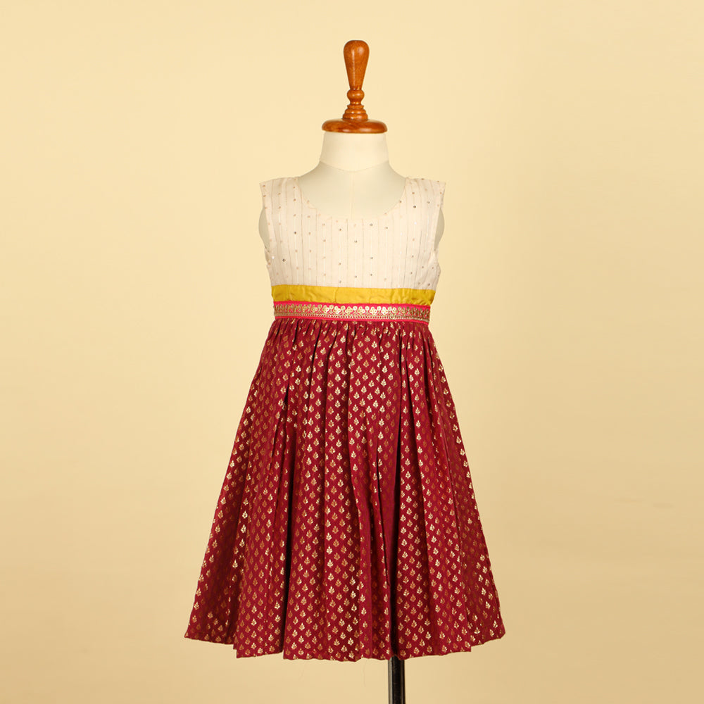 Deep Magenta Chanderi Dress