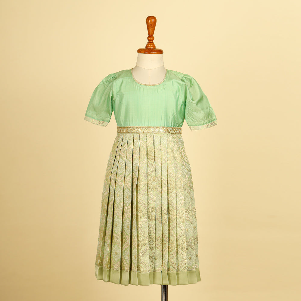 Green aura silk dress