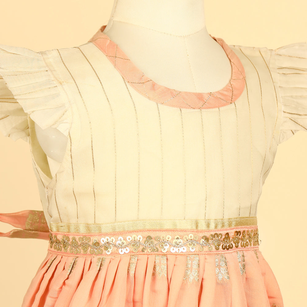 Peach Zari Chanderi Dress