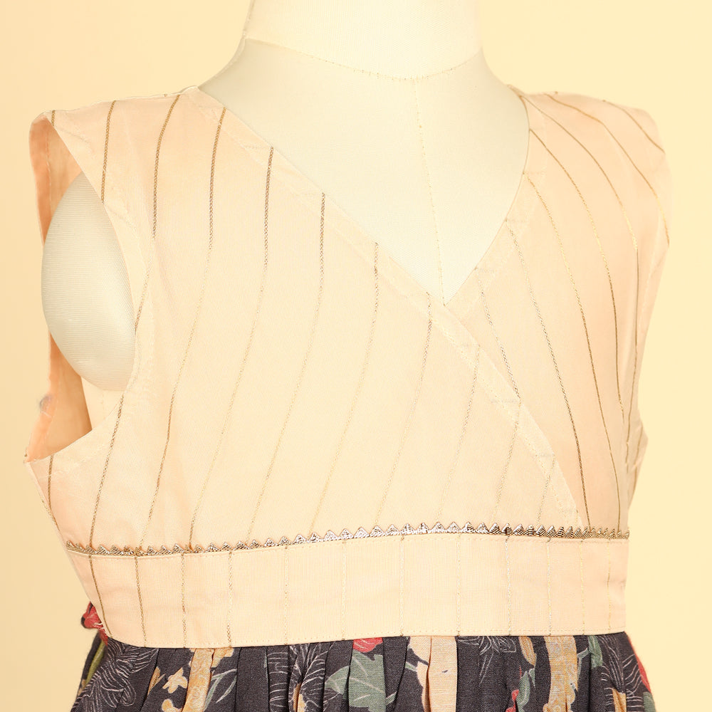 Cross Neck Peach Muslin Dress