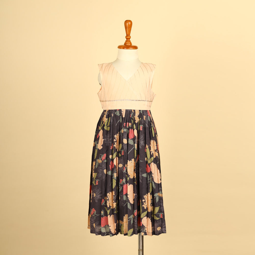 Cross Neck Peach Muslin Dress