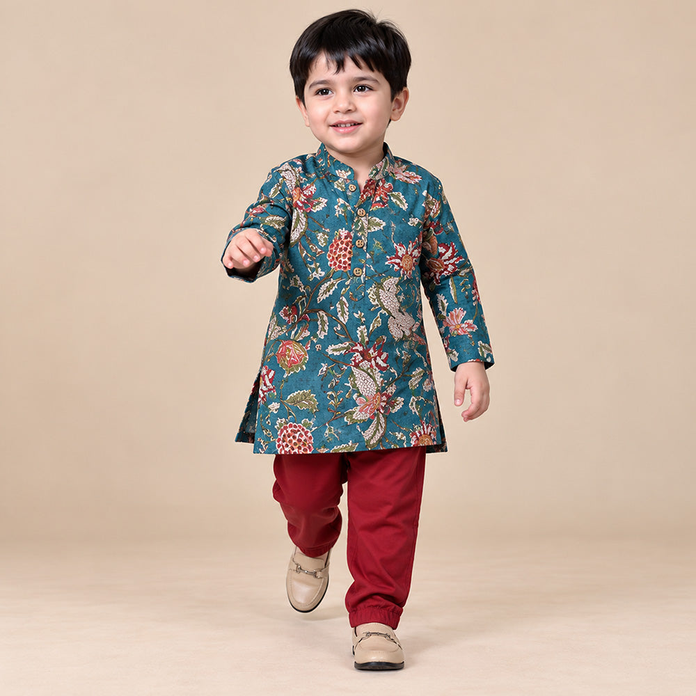 Floral Blue Chanderi