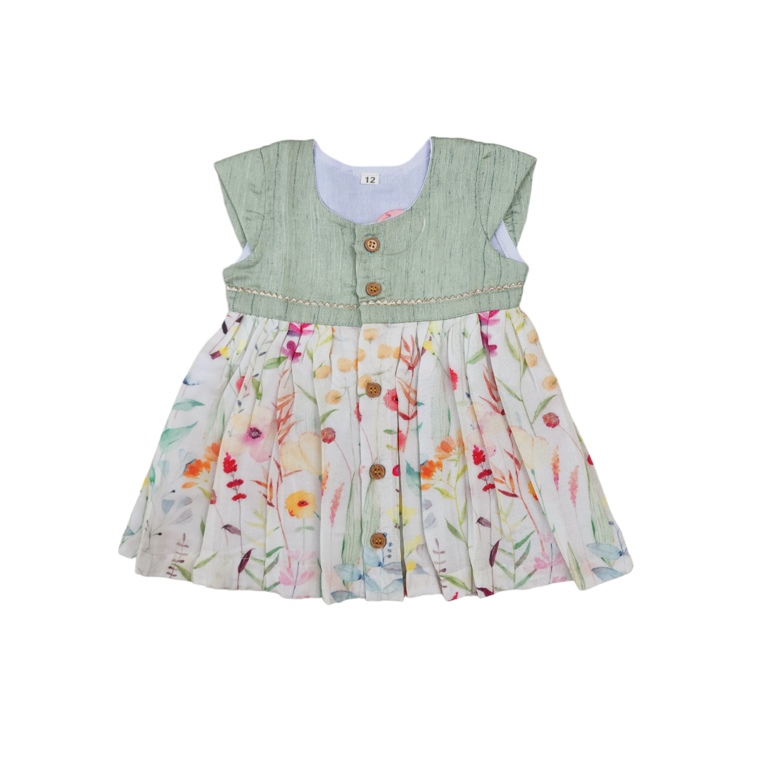 Green Wild Flower-Front Open Dress