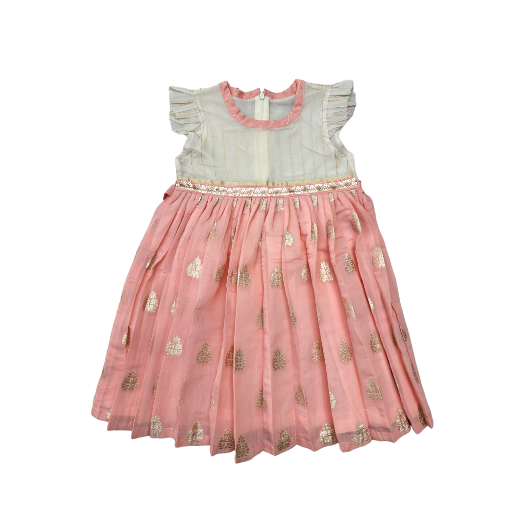 Peach Zari Chanderi Dress