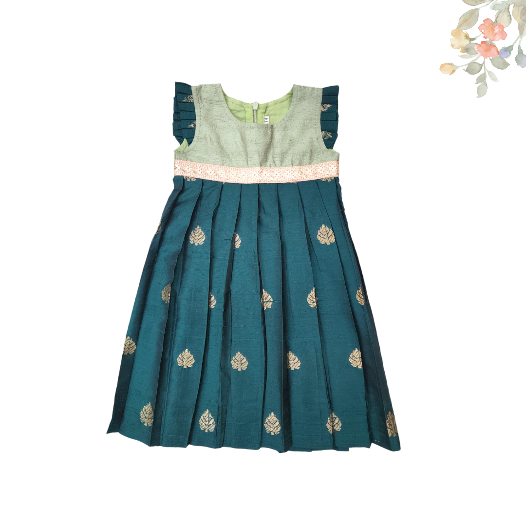 Bottle Green Motif Dress