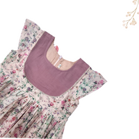 Mauve Floral Chanderi Dress