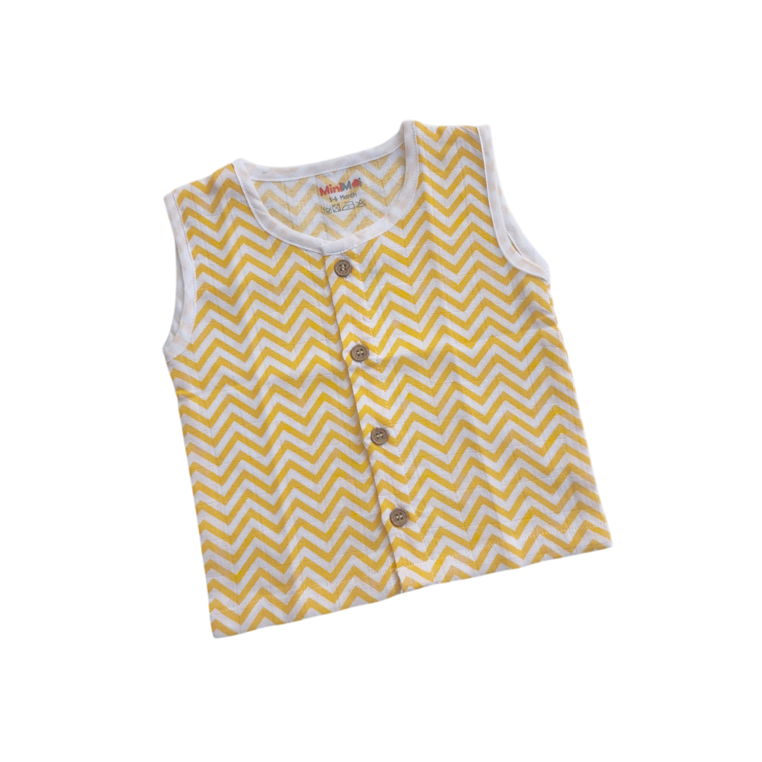 Yellow Chevron-Muslin Jabla