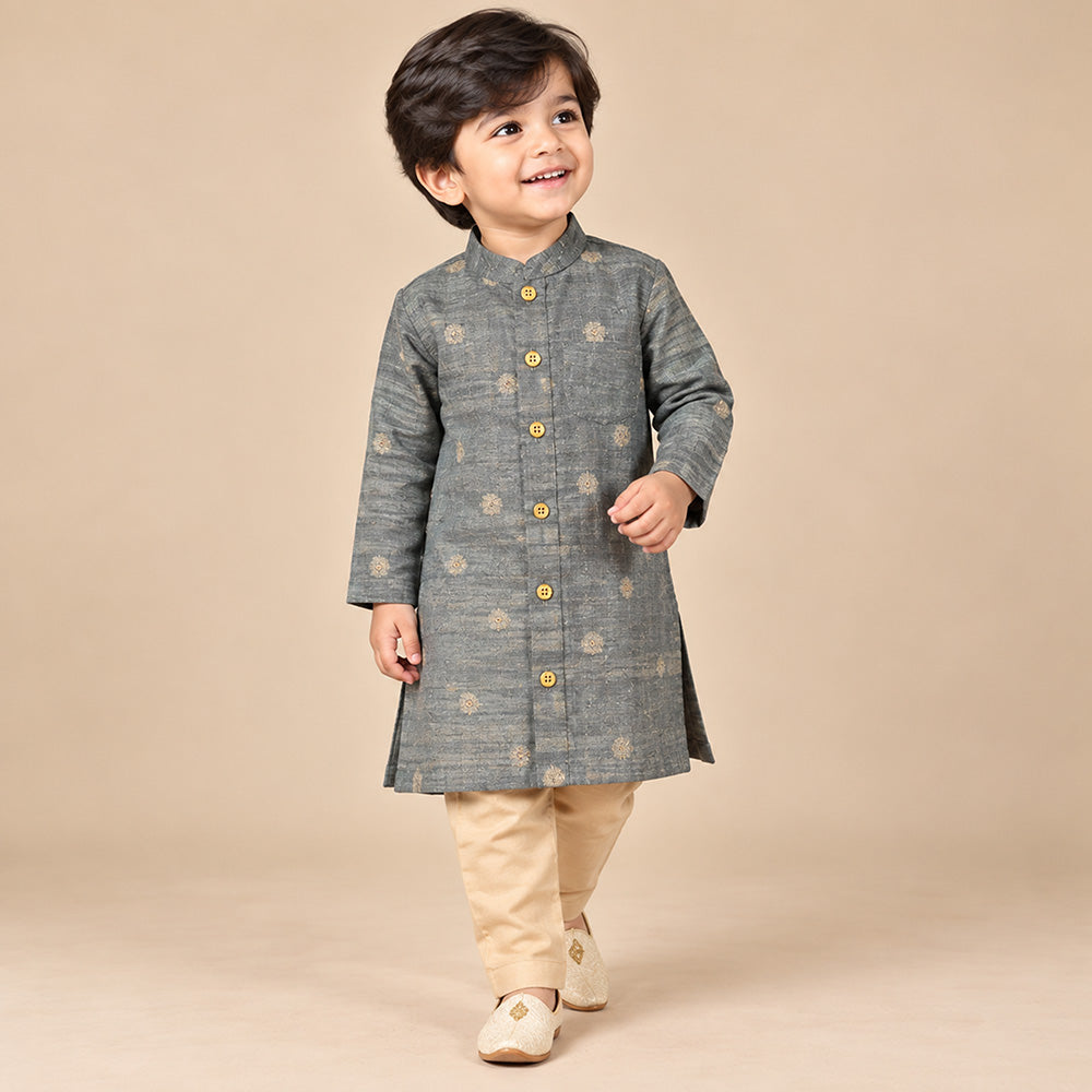 Grey Silk Kurta