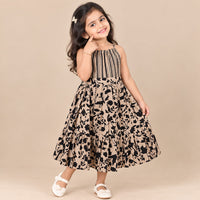 Beige Black Floral