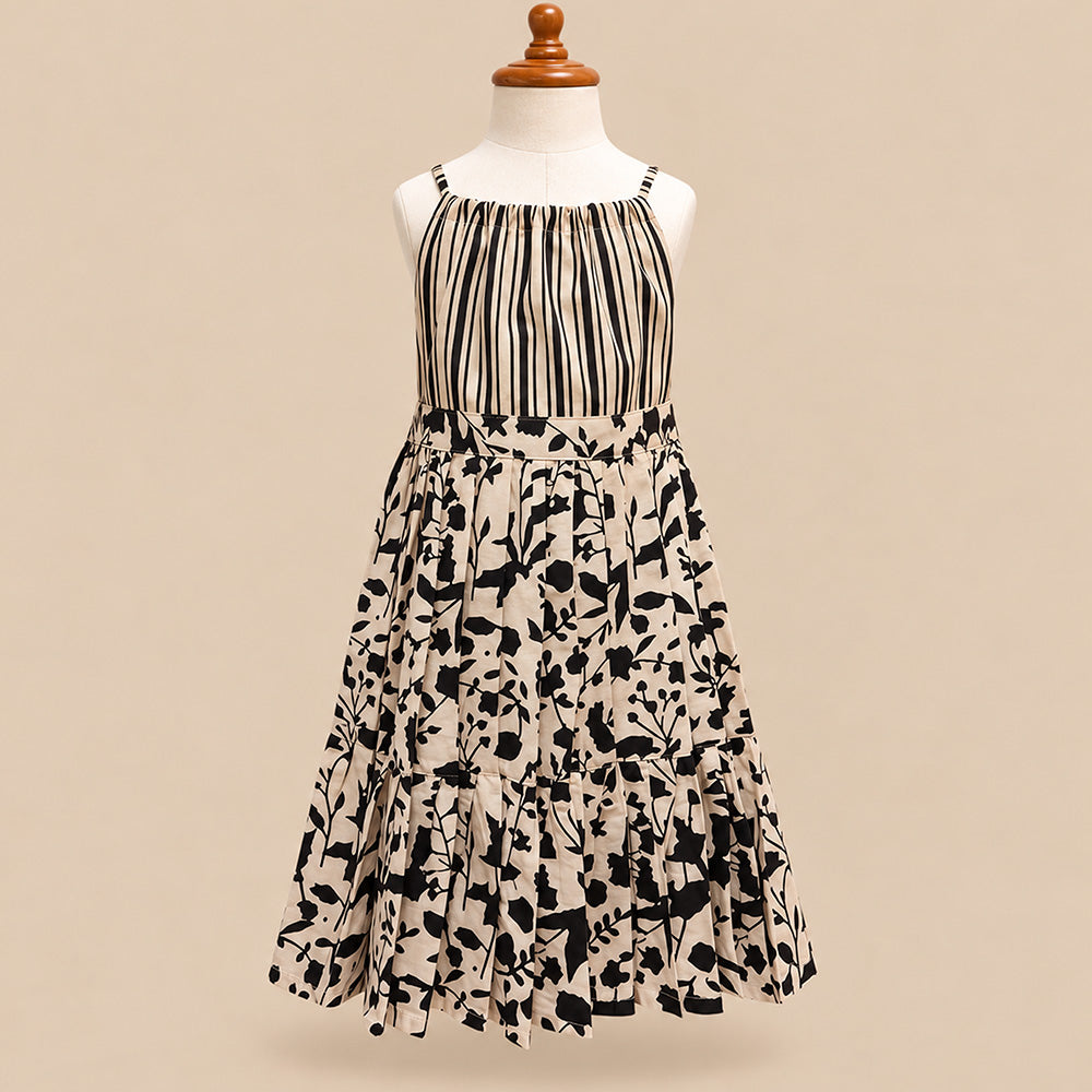 Beige Black Floral