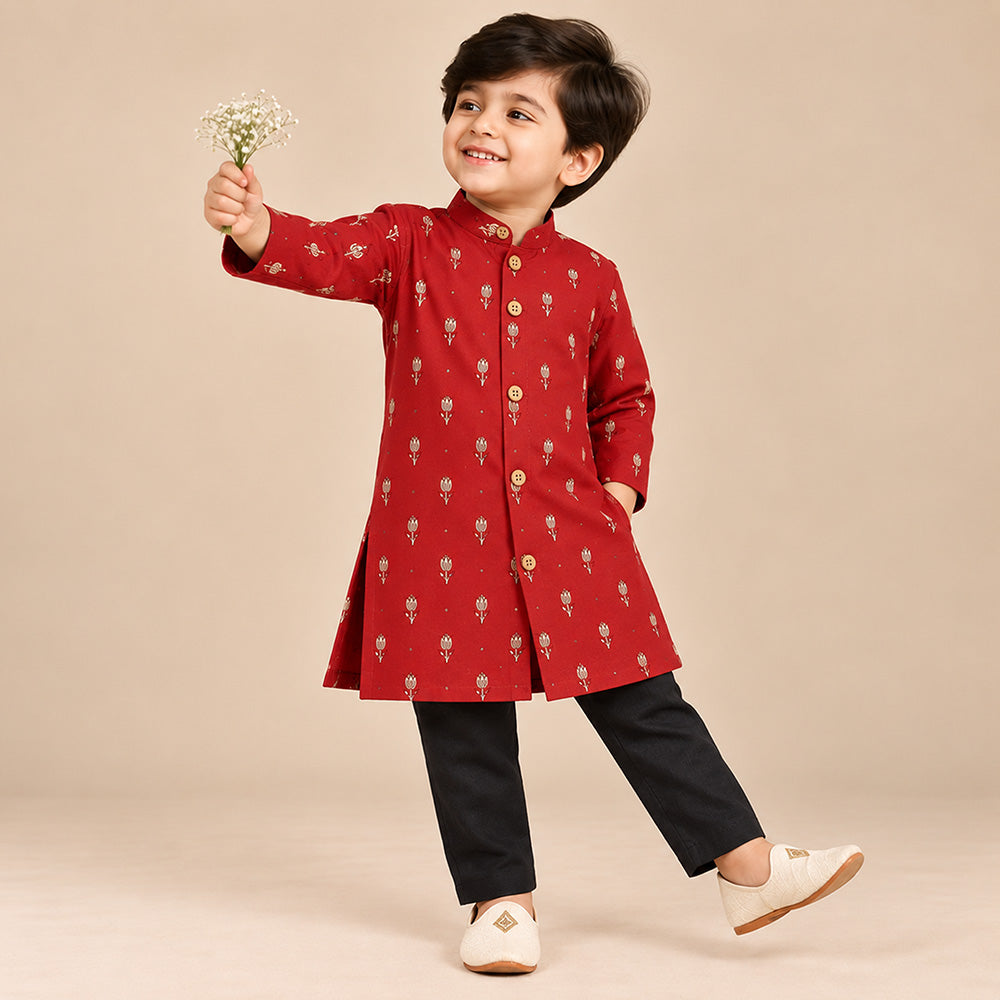 Red Zari Kurta