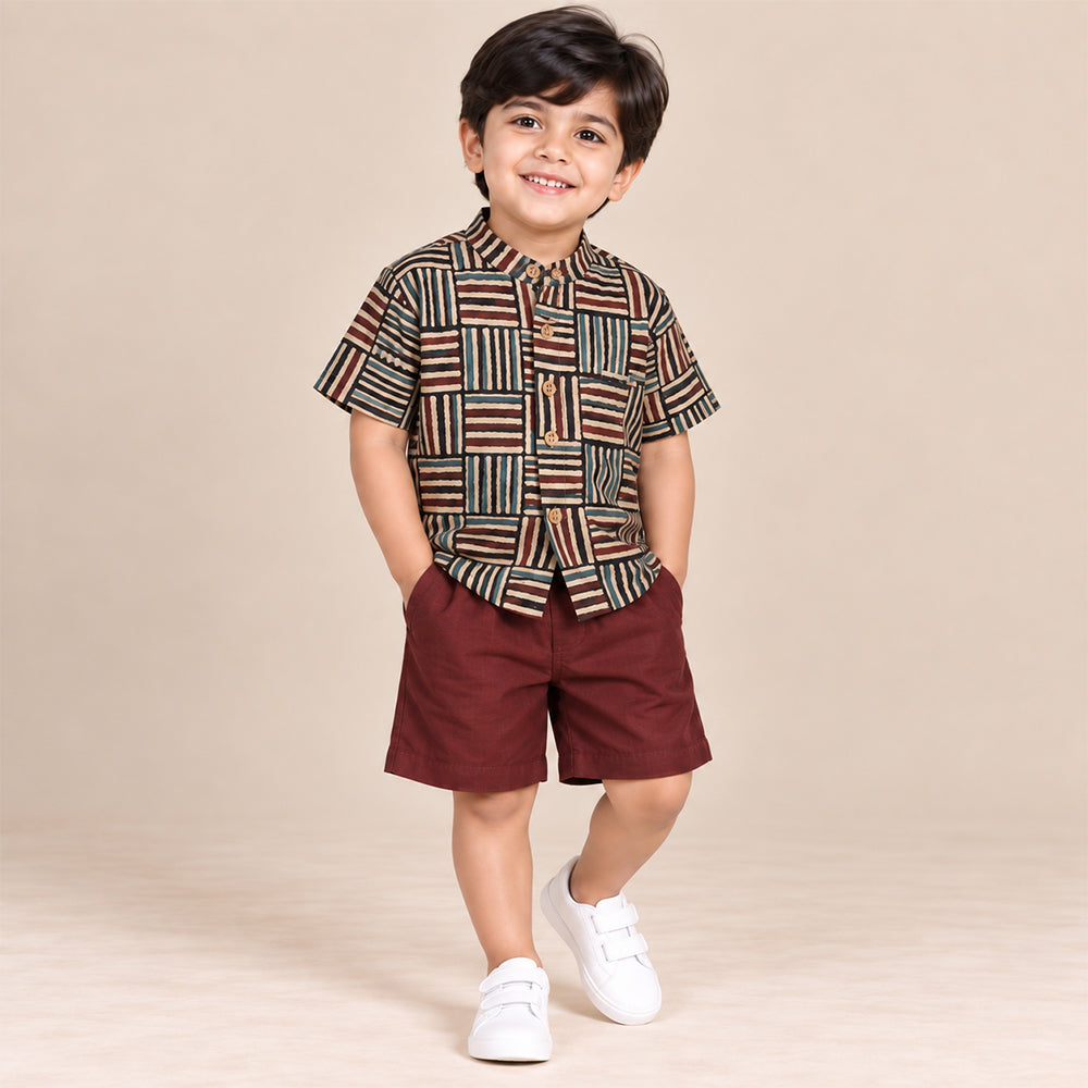 Black Multi Checks Satin