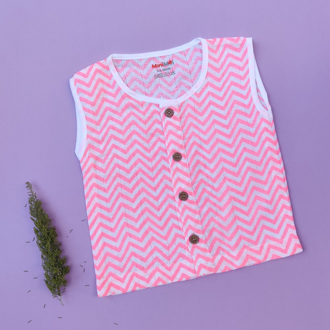 Pink Chevron-Muslin Jabla