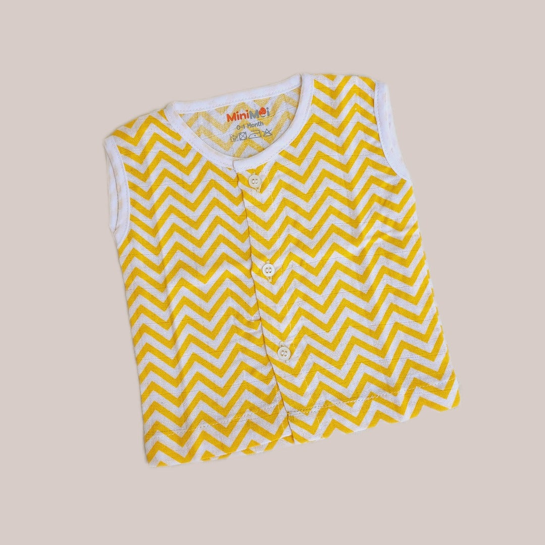 Yellow Chevron-Muslin Jabla